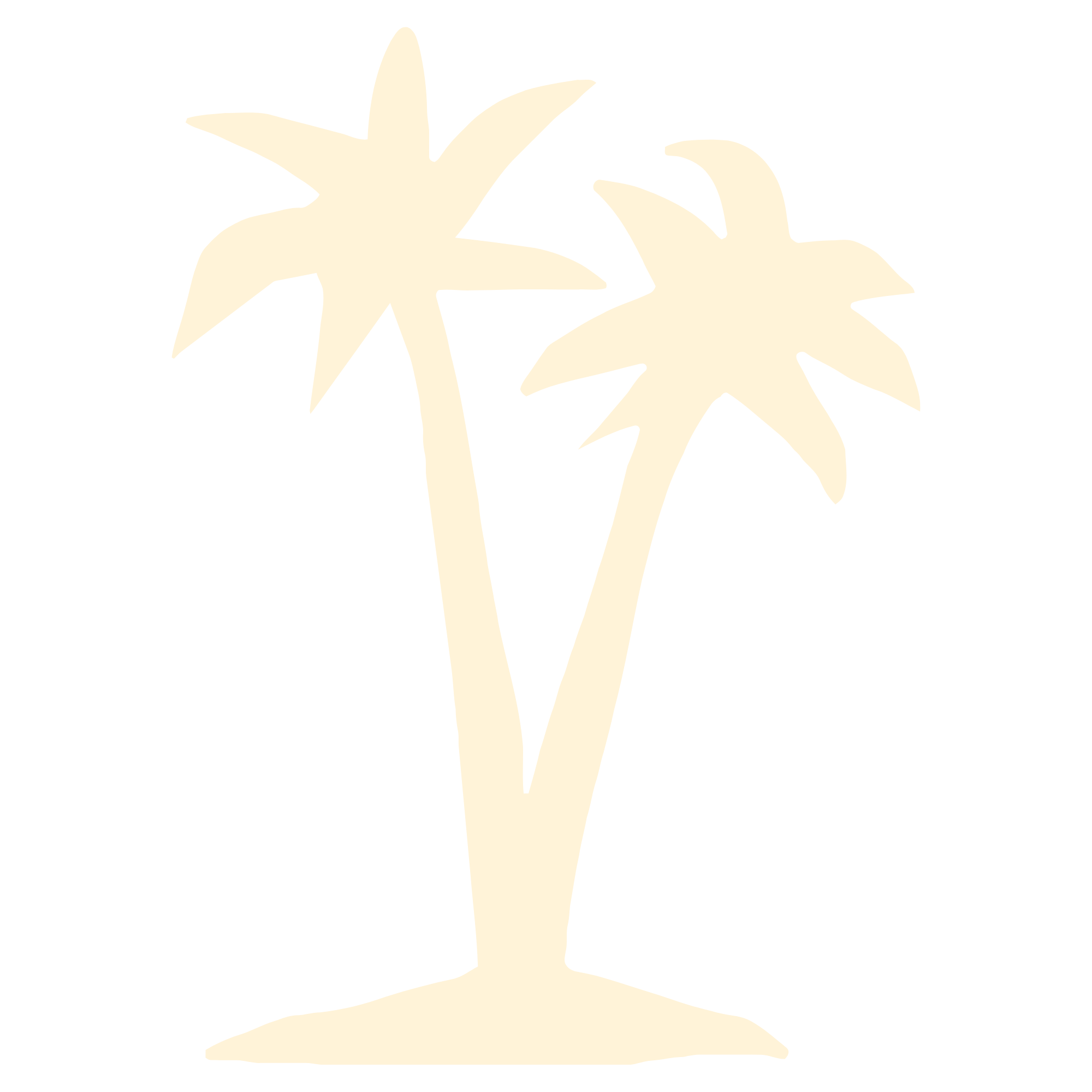 A minimalist cream-colored graphic of two palm trees on a solid white background.